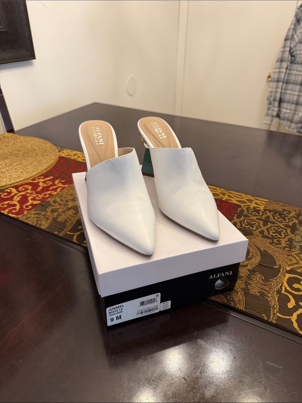 Alfani White Pointed Slip-On Mules